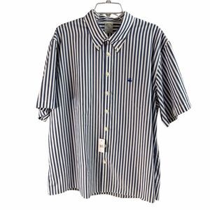 Brooks Brothers Milano Fit Mens XXL Button Down Cotton Blue White Stripe NWT